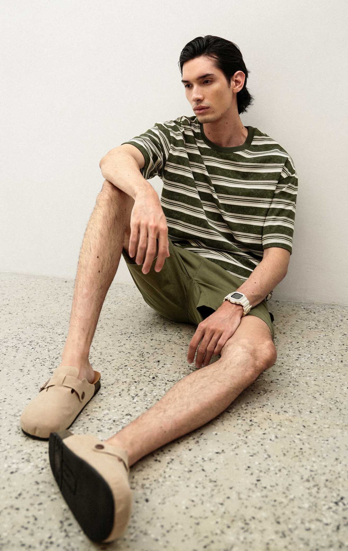 Julian Top - Green Stripe White