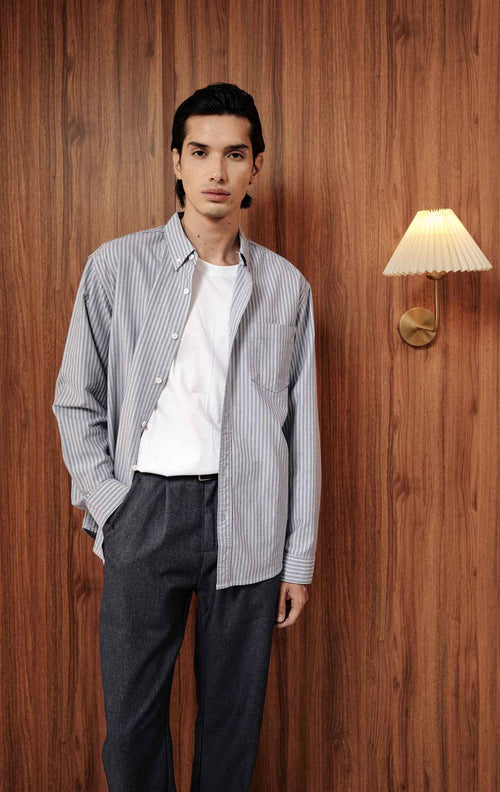 Marcus Top - Pinstripe Grey