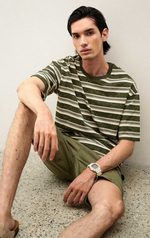 Julian Top - Green Stripe White