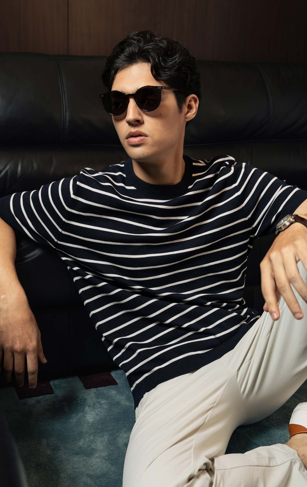 Liam Knit - Stripe Navy