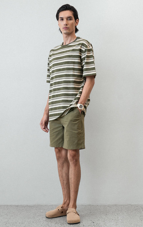 Julian Top - Green Stripe White