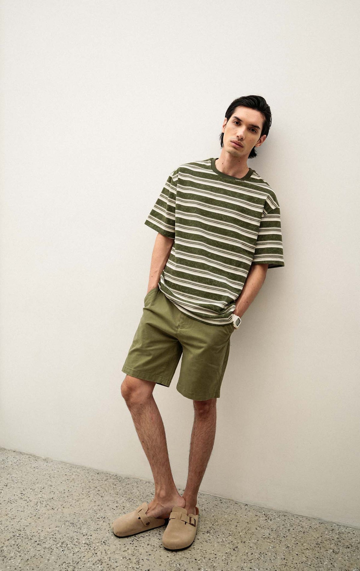 Julian Top - Green Stripe White