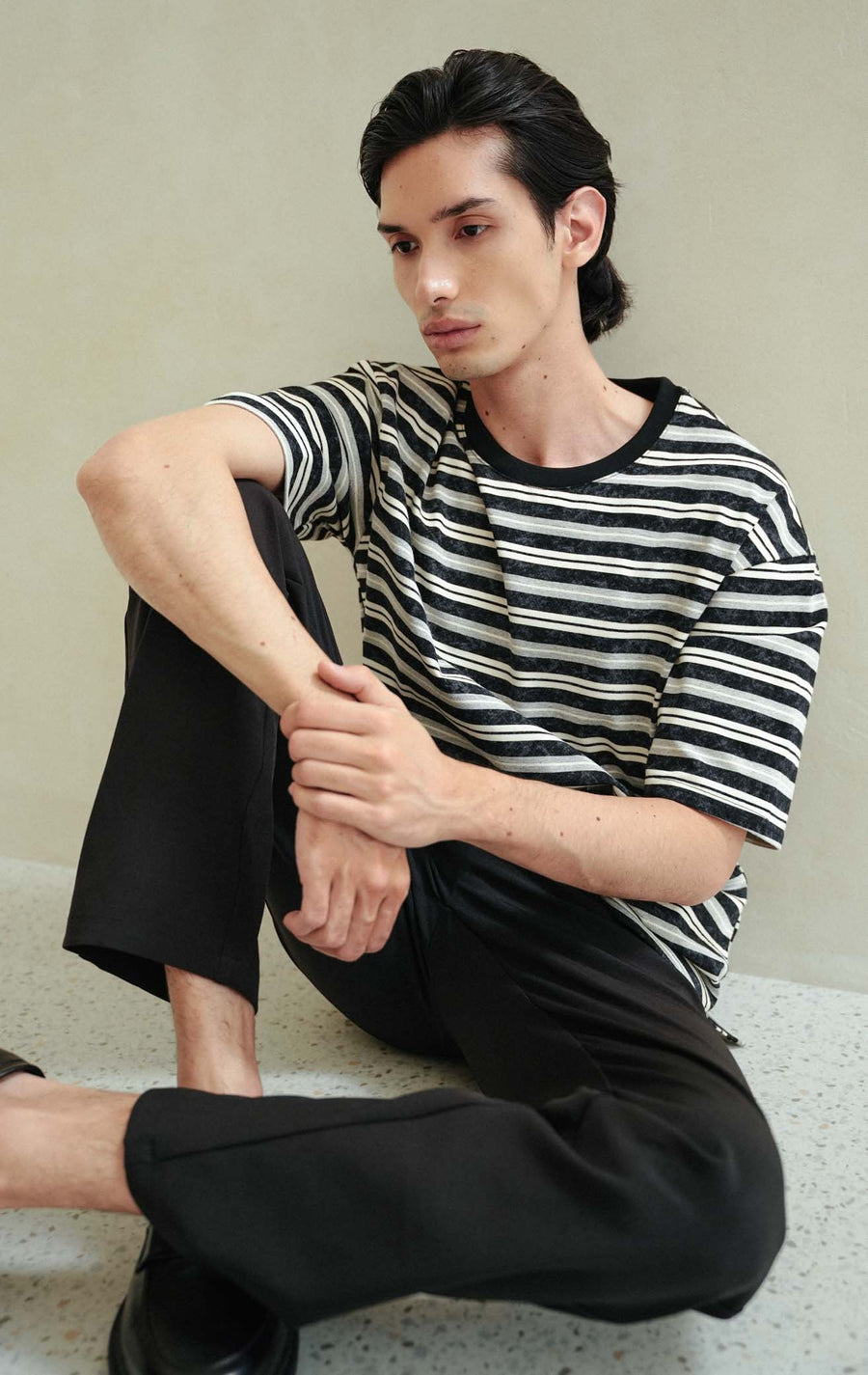 Julian Top - Black Stripe Grey